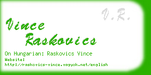 vince raskovics business card